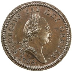ISLE OF MAN: George III, 1760-1820, AE penny, 1786. AU