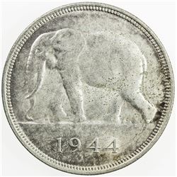 BELGIAN CONGO: Leopold III, 1934-1950, AR 50 francs, 1944. UNC