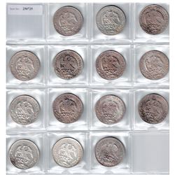 MEXICO: LOT of 14 cap and ray 8 reales and peso, grades from EF-Unc