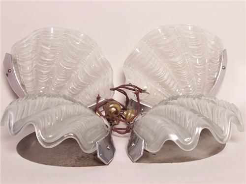 Vintage Art Deco Clam Shell Light Fixtures