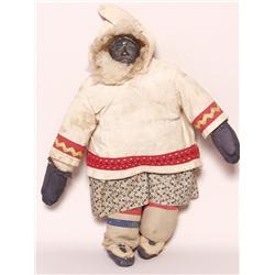Old Inuit Doll with Carved Soapstone Head