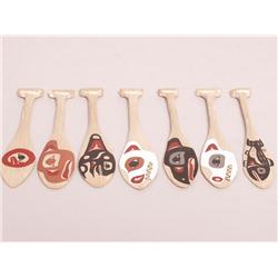 Miniature Haisla Painted Dance Paddles