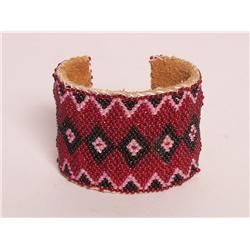Handmade Leather and Beadwork Bracelet