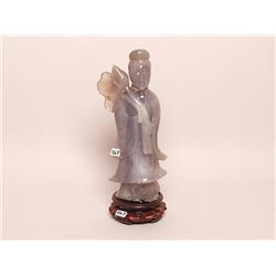 Agate Quan Yin With Pearl Drop Necklace