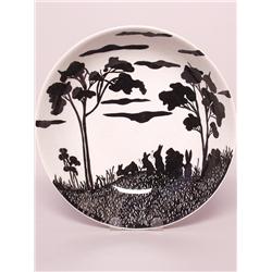 Art Deco Bowl Rabbit Silhouettes