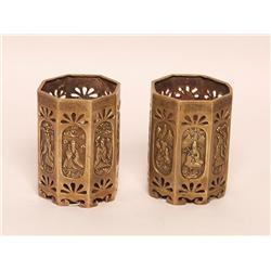 Chinese Pair Figured Bronze Jardinieres