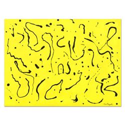 Tom Pergola,  Black and Yellow  Original Acrylic Painting on Gallery Wrapped Canvas, Hand Signed wit