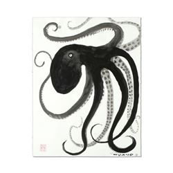Wyland, "Octopus" Original Sumi Ink Painting, Hand Signed with Certificate of Authenticity.