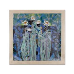  Lotus  Limited Edition Serigraph on Rice Paper (39  x 38 ) by Renowned Artist Lu Hong, Numbered and