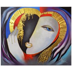 Arbe ,"Sweetheart" Original Mixed Media on Canvas with Gold Embellishing; Hand-Signed with Certifica