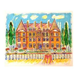 Wayne Ensrud "Chateau de Saran, Moet-Chandon" Mixed Media Original Artwork; Hand Signed; COA