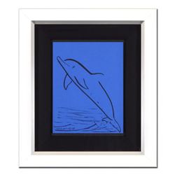 Wyland, "Dolphin" Framed Original Sketch, Hand Signed with Certificate of Authenticity.