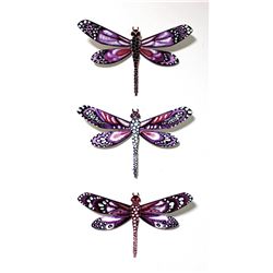 Patricia Govezensky- Original Painting on Cutout Steel (Set of 3)  Set of 3 Dragonfly 