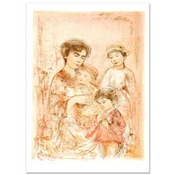  Lotte and Her Children  Limited Edition Lithograph (27  x 37.5 ) by Edna Hibel (1917-2014), Numbere