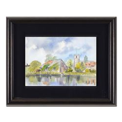 Martin Goode (1932-2002), "The Priory, Church on the River Frome, Wareham" Framed Original Watercolo