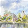 Image 2 : Martin Goode (1932-2002), "The Priory, Church on the River Frome, Wareham" Framed Original Watercolo