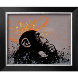 Banksy "Thinker Monkey" Custom framed