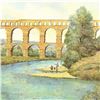 Image 2 : Rolf Rafflewski, "Pont du Gard Aqueduct" Limited Edition Lithograph, Numbered and Hand Signed.