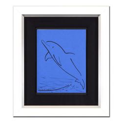 Wyland, "Dolphin" Framed Original Sketch, Hand Signed with Certificate of Authenticity.