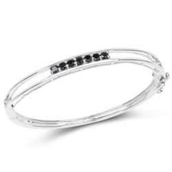 1.03 Carat Genuine Black Diamond .925 Sterling Silver Bangle