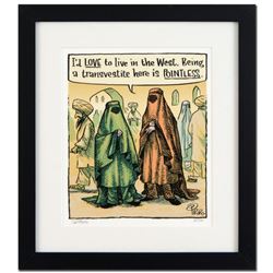 Bizarro! "Go West Young Man" is a Framed Limited Edition Hand Signed by creator Dan Piraro; Numbered