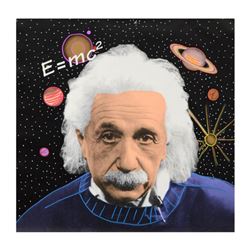 Steve Kaufman (1960-2010), "Einstein" Hand Painted Limited Edition Silkscreen on Canvas from an HC E