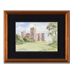 Martin Goode (1932-2002), "Riber Castle, Derbyshire" Framed Original Watercolor Painting, Hand Signe