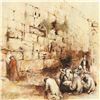 Image 2 : Brachi Horen, "Prayer At The Kotel" Hand-Embellished Mixed Media with Goldleaf, Hand Signed with Cer