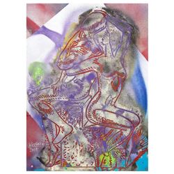 Mark Kostabi "Exploring The Infinite" Hand Signed Original Artwork with COA.