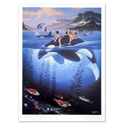 "Whale Rides" Limited Edition Lithograph by Celebrated Artists Wyland and Jim Warren, Numbered and H