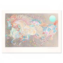 Guillaume Azoulay,  Stardust  Limited Edition Serigraph with Hand Laid Silver Leaf, Numbered and Han