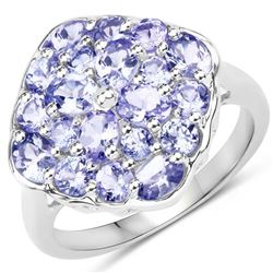 2.44 Carat Genuine Tanzanite .925 Sterling Silver Ring (size 8)