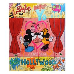 Nastya Rovenskaya- Original Oil on Canvas "Mickey And Minnie In Love"