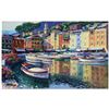 Image 1 : Howard Behrens (1933-2014), "Portofino Harbor" Limited Edition Hand Embellished Giclee on Canvas wit