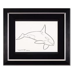 Wyland, "Orca" Framed Original Sketch, Hand Signed with Certificate of Authenticity.