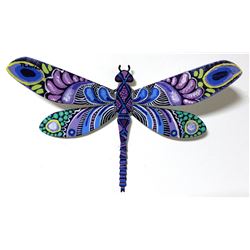 Patricia Govezensky- Original Painting on Cutout Steel "Dragonfly XV"