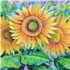 Image 2 : Alexander Antanenka, "Spectacular Sunflowers" Original Oil Painting on Canvas (48" x 24"), Hand Sign