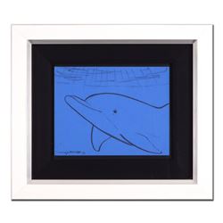 Wyland,  Dolphin  Framed Original Sketch, Hand Signed with Certificate of Authenticity.