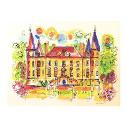 Wayne Ensrud "Chateau Pichon Longueville Comtess de Lalande, 1" Mixed Media Original Artwork; Hand S