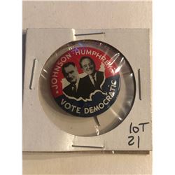Rare Political Pin JOHNSON-HUMPHREY Vote Democratic in Great Condition