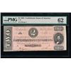 Image 1 : 1864 $2 Confederate States of America Note PMG 62