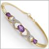 Image 1 : Plated 18KT Yellow Gold 4.25ctw Amethyst and Diamond Bracelet