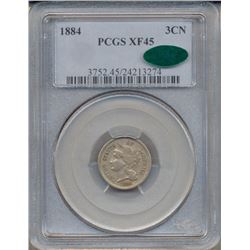 1884 Three Cent Nickel PCGS XF45 CAC