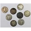 Image 1 : EIGHT DIFFERENT CIRCULATED BARBER HALF DOLLARS