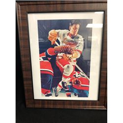 TED LINDSAY SIGNED & FRAMED HOCKEY PRINT