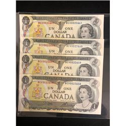 1973 $1 UNCIRCULATED SEQUENTIAL CANADIAN BANK NOTES