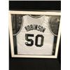 Image 1 : David Robinson Signed Spurs Framed Jersey (JSA COA)