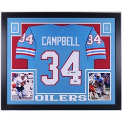 Earl Campbell Signed Houston Oilers 35x43 Custom Framed Jersey (Campbell Hologram)