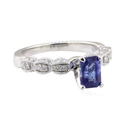 1.60 ctw Sapphire and Diamond Ring - 18KT White Gold