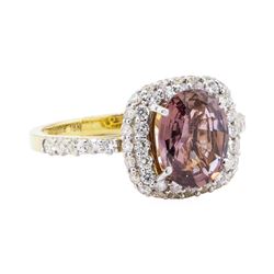 2.64 ctw Pink Sapphire and Diamond Ring - 18KT Yellow Gold